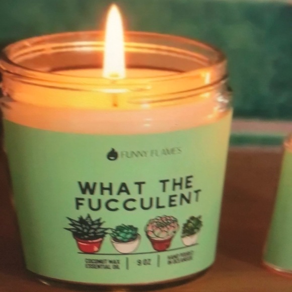 Other - Funny Flames Plant Lover What The Fucculrnt Humorous Scented 9 Oz Pine Candle